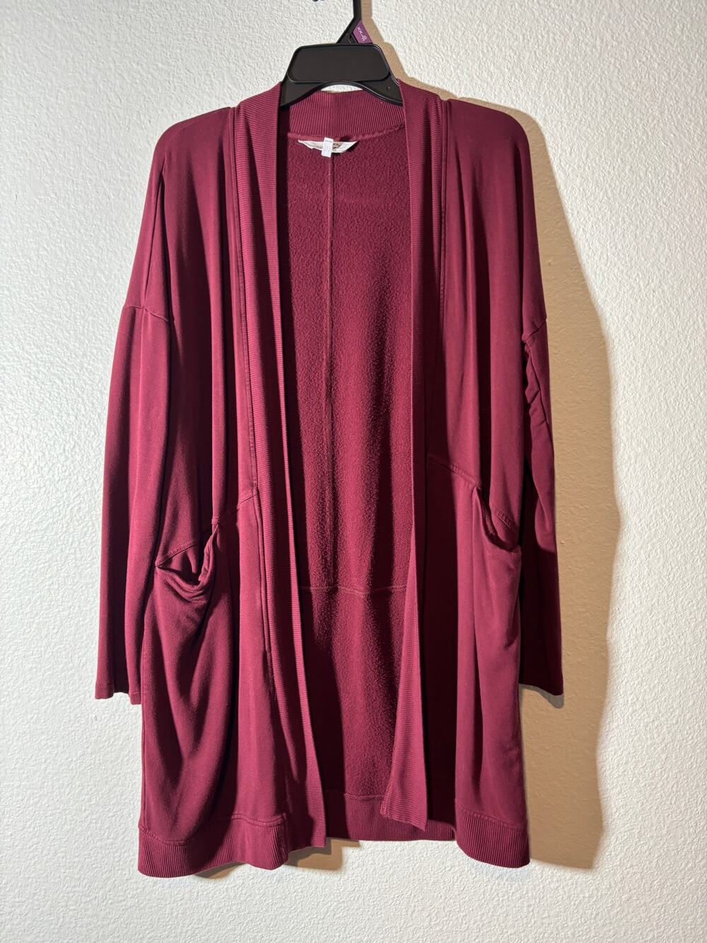 Soma Weekend Women's Size S Burgandy Open-Front Cardigan Sweater w/ Pockets
